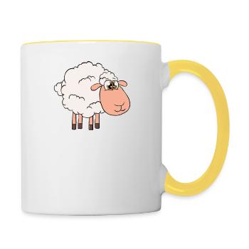Moutons et bière - C’est pourquoi je suis ici - Mug contrasté - blanc/jaune - Droite
