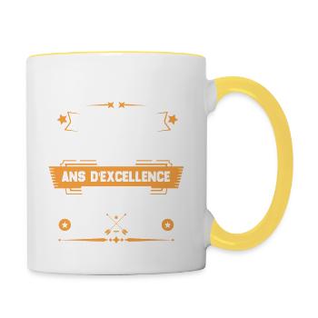 Novembre 1943 Idée Cadeau D'anniversaire 79 Ans - Mug contrasté - blanc/jaune - Droite