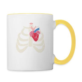 Skeleton Rib Heart Creepy Spooky Halloween - Contrasting Mug - white/yellow - Right
