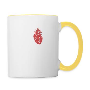 Skeleton Rib Heart Creepy Spooky Halloween - Contrasting Mug - white/yellow - Right