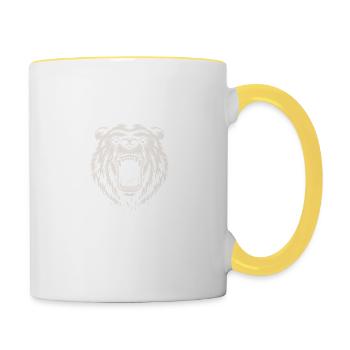 Ich reg mich nicht auf du regst mich auf Bärenkopf - Tasse zweifarbig - Weiß/Gelb - Rechts