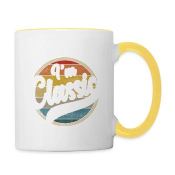 Ich bin nicht alt Ich bin klassisch - Lustige Designs für Senioren - Tasse zweifarbig - Weiß/Gelb - Rechts