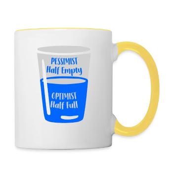 Le verre optimiste est à moitié plein de verre pessimiste est Hal - Mug contrasté - blanc/jaune - Droite