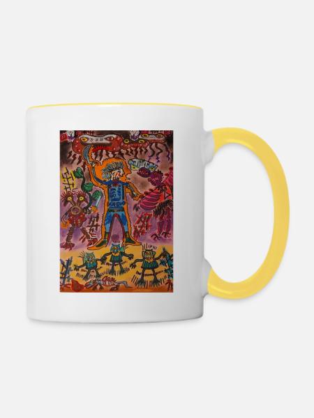 Drohende Bedrohung ... - Tasse zweifarbig - Weiß/Gelb