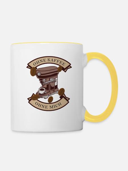 Ohne Kaffe ohne mich - Tasse zweifarbig - Weiß/Gelb