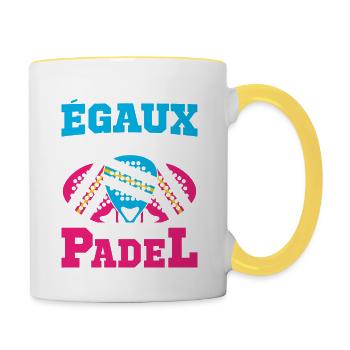 Les meilleurs jouent au padel | logo & dessin - Mug contrasté - blanc/jaune - Droite