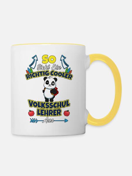 Volksschullehrer Volksschule Lehrkraft Lehrer - Tasse zweifarbig - Weiß/Gelb