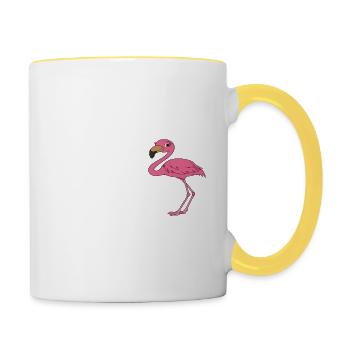 Lustige Flamingo-Grafik - Tasse zweifarbig - Weiß/Gelb - Rechts