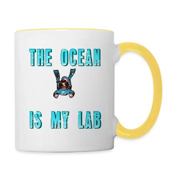 Vintage L’océan est mon biologiste marin de laboratoire - Mug contrasté - blanc/jaune - Droite