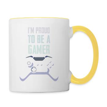 I'm Proud To Be A Gamer Vintage Gaming Designs - Contrasting Mug - white/yellow - Right