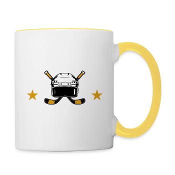 Le hockey est ma saison préférée rétro - Mug contrasté - blanc/jaune - Droite