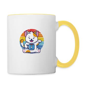 Les chats rendent tout possible - Mug contrasté - blanc/jaune - Droite