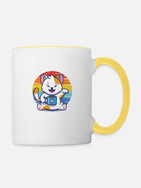 Cats make everything possible - Tasse zweifarbig - Weiß/Gelb