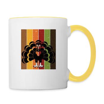 Thankful For My Kindergarten Turkeys Thanksgiving - Contrasting Mug - white/yellow - Right