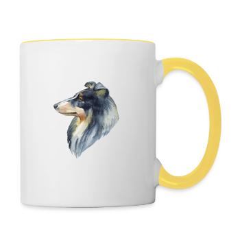 Collie Hund Hundebesitzer Hundeliebhaber Hunde - Tasse zweifarbig - Weiß/Gelb - Rechts