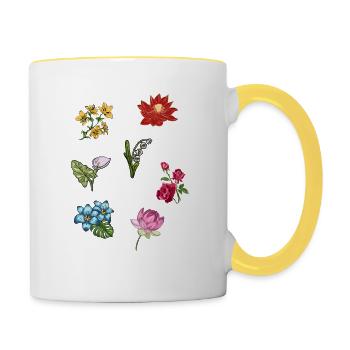 Blumenarten Blumen - Tasse zweifarbig - Weiß/Gelb - Rechts