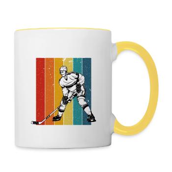 Le hockey est ma saison préférée rétro - Mug contrasté - blanc/jaune - Droite