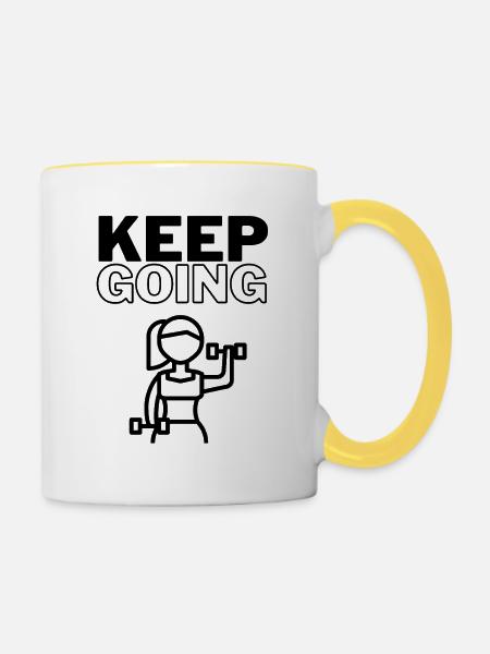 Keep Going - Tasse zweifarbig - Weiß/Gelb