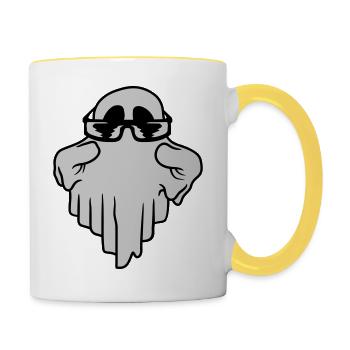 Sunglasses Ghost Comic Halloween - Contrasting Mug - white/yellow - Right