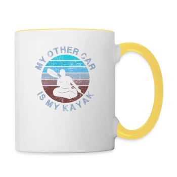 Kajak fahren Paddelboot - Tasse zweifarbig - Weiß/Gelb - Rechts
