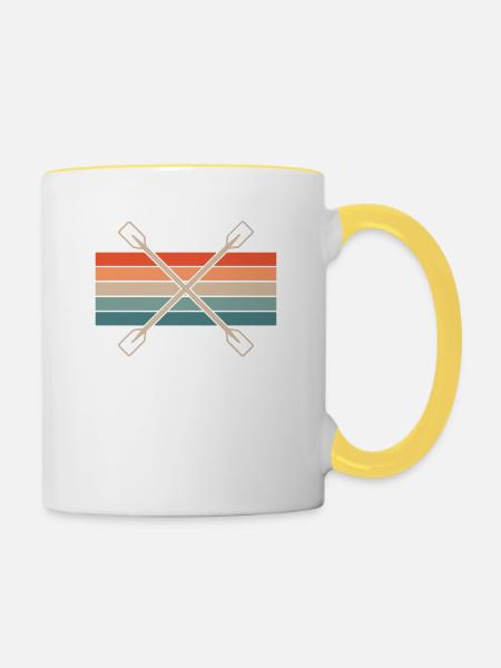 Kajak Paddel Retro - Tasse zweifarbig - Weiß/Gelb