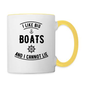 J’aime les gros bateaux et je ne peux pas mentir noir - Mug contrasté - blanc/jaune - Droite
