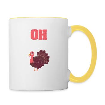 Wishbone Funny Thanksgiving Dinner Turkey Grateful - Contrasting Mug - white/yellow - Right