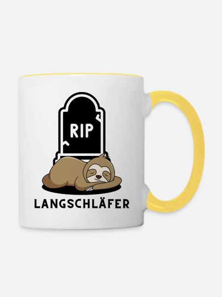 Faultier Langschläfer - Tasse zweifarbig - Weiß/Gelb