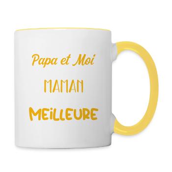Ma maman est la meilleure - cadeau pour maman - Mug contrasté - blanc/jaune - Droite