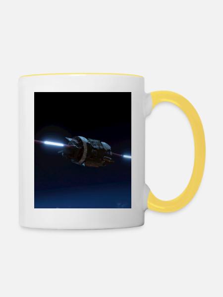 Raumschiff - Tasse zweifarbig - Weiß/Gelb