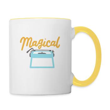 I Create Magical Moments Writer Writing Teacher - Contrasting Mug - white/yellow - Right