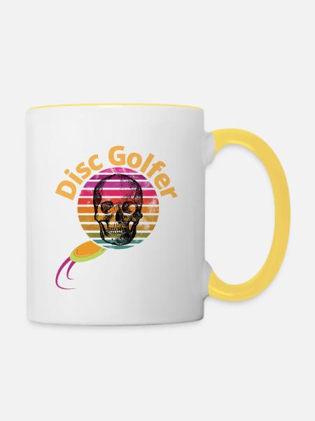 DiscGolfer - Tasse zweifarbig - Weiß/Gelb