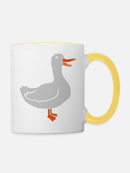 Cartoon Vogel süße Gans - Tasse zweifarbig - Weiß/Gelb