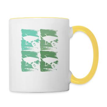 Schubkarre Gärtner - Tasse zweifarbig - Weiß/Gelb - Rechts