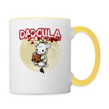 Dadcula Dracula Vampire Dad Funny Halloween Party - Tasse zweifarbig - Weiß/Gelb - Rechts