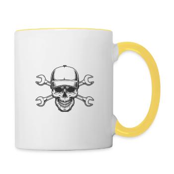 Je suis mécanicien super pouvoir - Mug contrasté - blanc/jaune - Droite