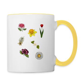 Blumenarten Blumen - Tasse zweifarbig - Weiß/Gelb - Rechts