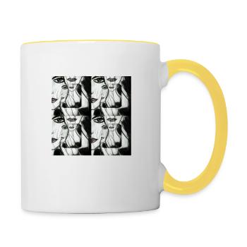 Femme fatale, a black and white painting - Mug contrasté - blanc/jaune - Droite