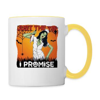 Joyeux Halloween Horror Monster Haunted Horror Scare - Mug contrasté - blanc/jaune - Droite