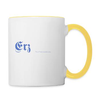 Erzgebirge Berg Wandern Walder Rauschen - Tasse zweifarbig - Weiß/Gelb - Rechts