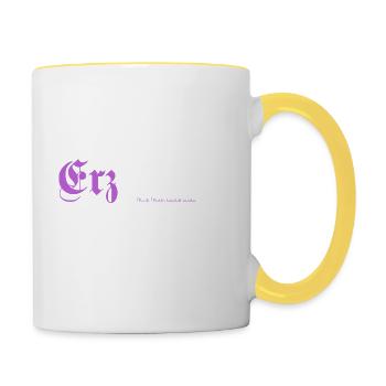 Erzgebirge Berg Wandern Walder Rauschen - Tasse zweifarbig - Weiß/Gelb - Rechts