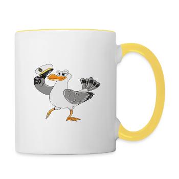 Möwe Ostsee Mach's Wie Die Möwe Kack Drauf! - Tasse zweifarbig - Weiß/Gelb - Rechts