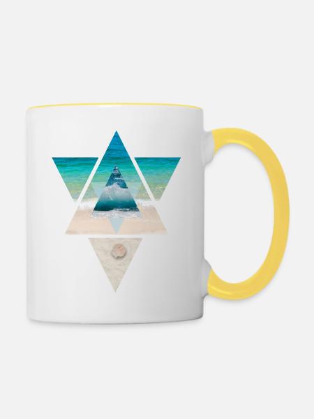 Sommer Sonne Meer Dreieck - Tasse zweifarbig - Weiß/Gelb