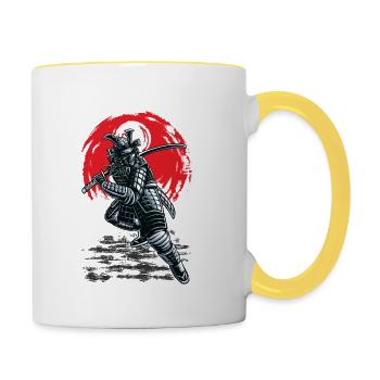 Japanese Samurai Ninja Fighter For Japan Fans - Contrasting Mug - white/yellow - Right