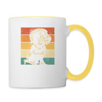 Teckel Vintage - Mug contrasté - blanc/jaune - Droite