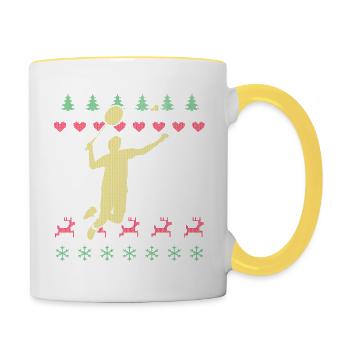 Joueur de badminton Ugly Christmas - Mug contrasté - blanc/jaune - Droite