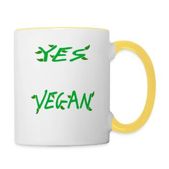 Yes This Is A Vegan Body Awesome Cool Vegan - Tasse zweifarbig - Weiß/Gelb - Rechts