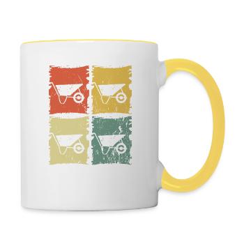 Schubkarre Gärtner - Tasse zweifarbig - Weiß/Gelb - Rechts