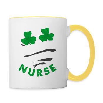 One Lucky Nurse Awesome Retro T-Shirt Present Gift - Tasse zweifarbig - Weiß/Gelb - Rechts