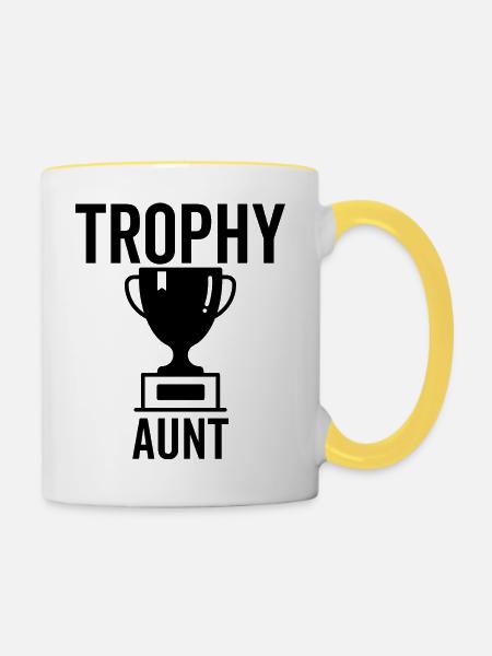 Trophäe Tante - Tasse zweifarbig - Weiß/Gelb